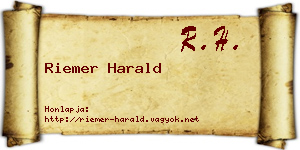 Riemer Harald névjegykártya
